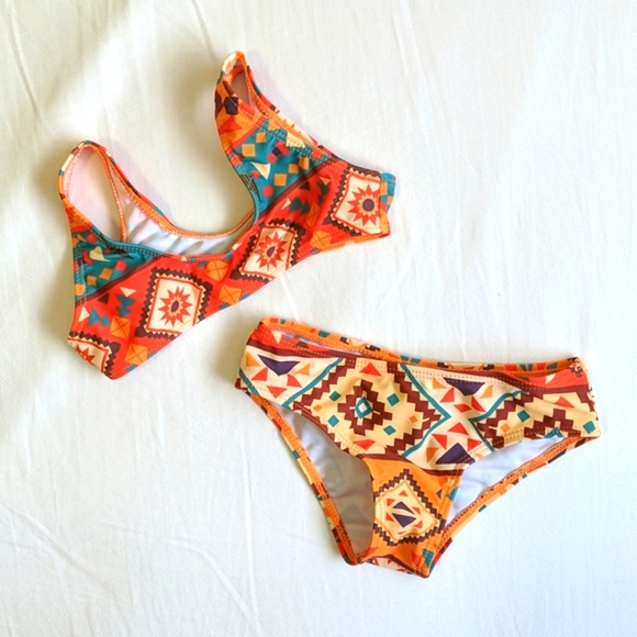 aztec print bikini 2 piece swimsuit 2T toddler girls - Picture 1 of 7